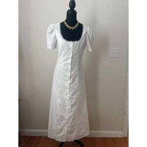 NWOT Reformation Aida Midi Organic Cotton White dress, Size 6.